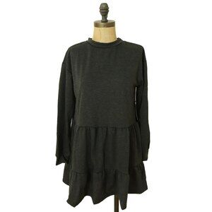 Velvet Torch Nordstrom Mini Tiered Dress XS 3/4 Sleeve French Terry Gray NWT B45
